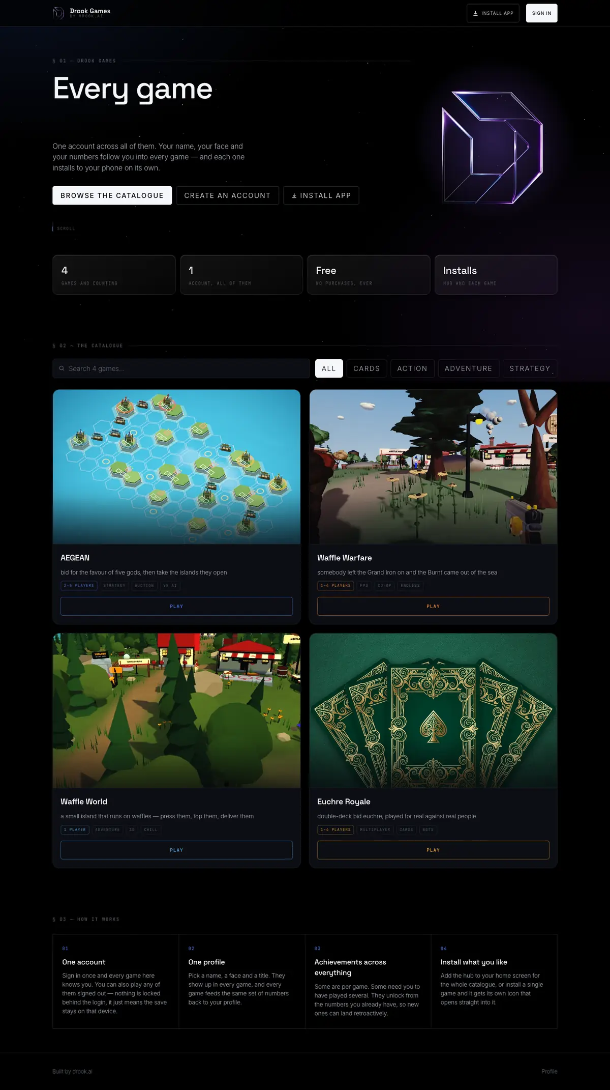 The Drook Games homepage