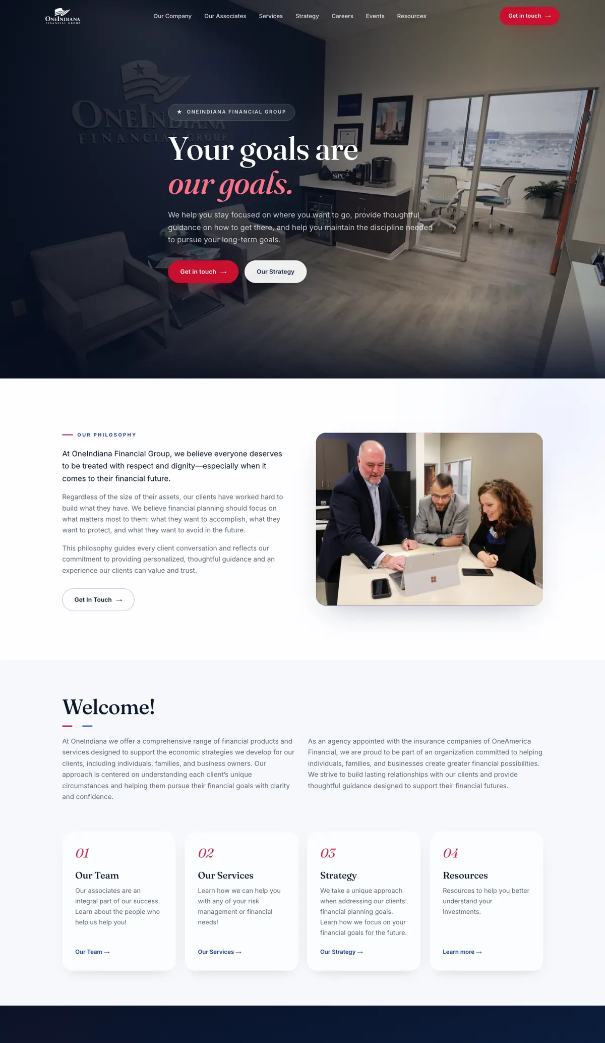 The OneIndiana Financial homepage
