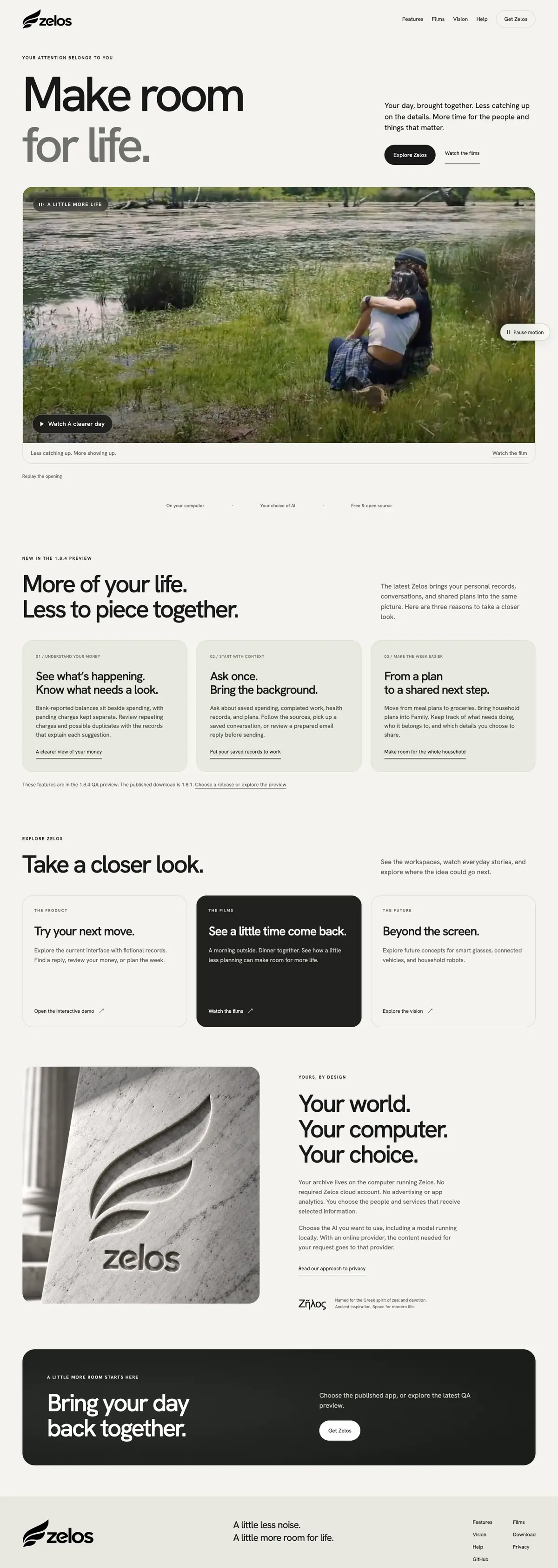 The Zelos homepage